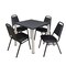 Kee Kee Square Table & Chair Set, Wood, Metal, Vinyl Top, Grey TB3030GYBPCM29BK - alternate 1